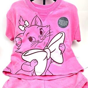 Disney Aristocrats Marie Outfit Size 2T Girls Matching 2pc Set Top Shorts Pink